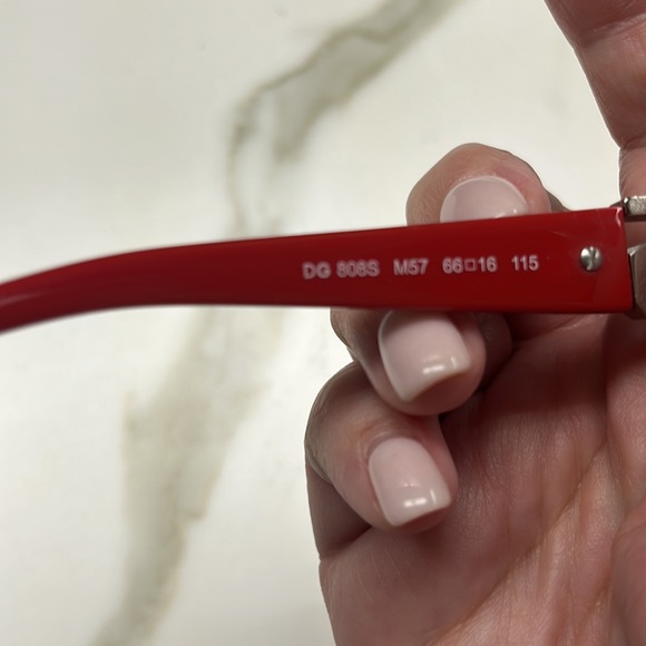 Dolce & Gabbana oversized red sunglasses with crystal DG sides in case - Picture 9 of 11